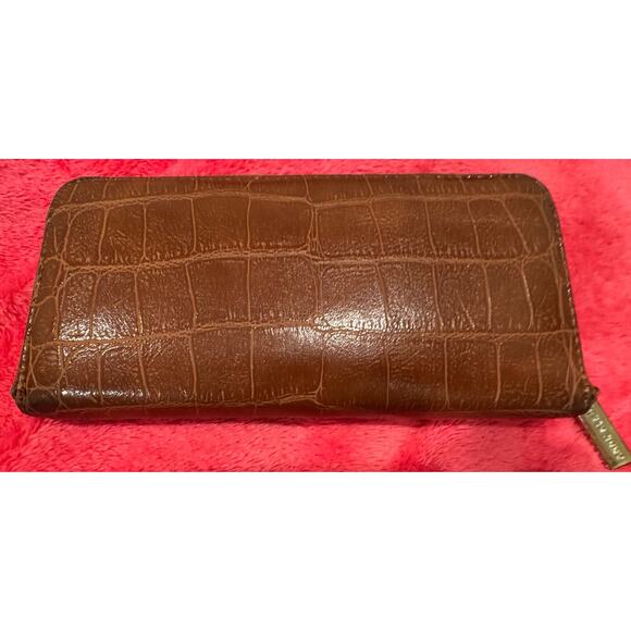 Anne Klein Women’s Wallet Brown Croc Embossed Faux Leather Zip Around - Picture 10 of 12